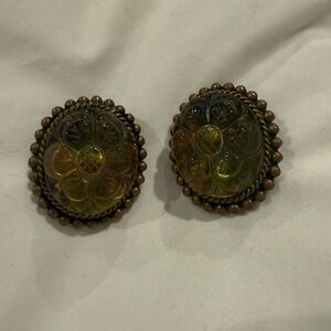 Vintage Stephen Dweck Hand Carved Clip-On Earrings